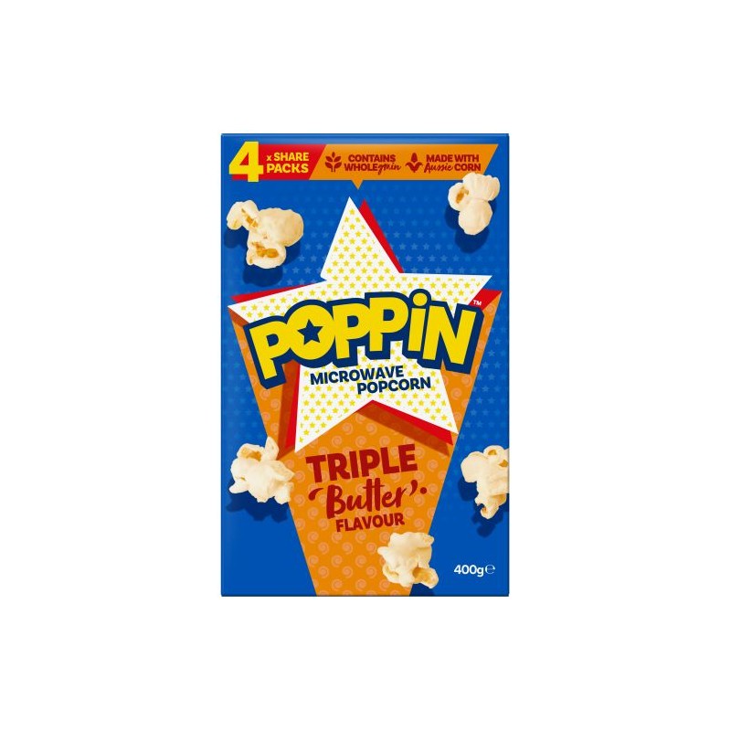 TRIPLE BUTTER MICROWAVE POPCORN 4PK 400GM