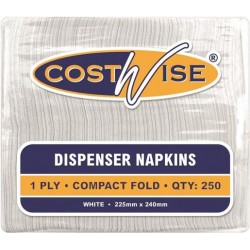 NAPKIN DISPENSER 1 PLY WHITE COMPACT FOLD (HL-NAPDIS1PWCF) 250S