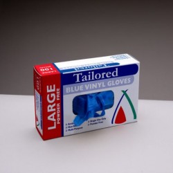 GLOVES VINYL BLUE LARGE POWDER FREE 100S