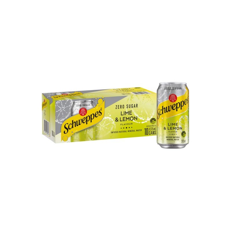 LEMON LIME MINERAL WATER CANS ZERO SUGAR 10X375ML