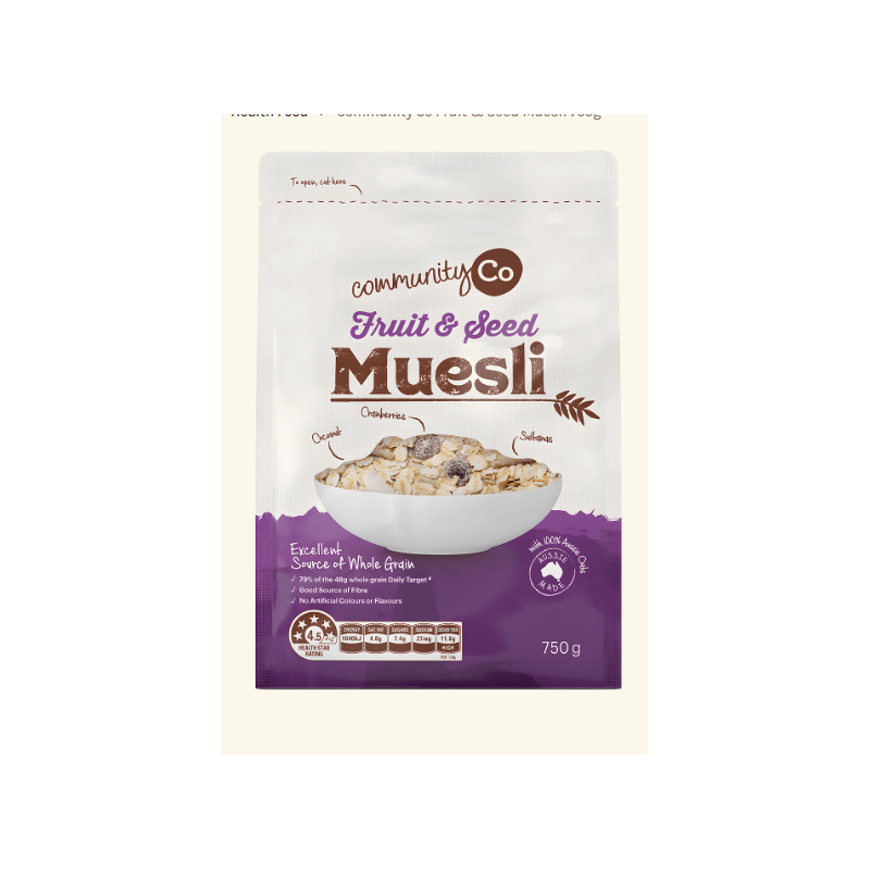 MUESLI FRUIT AND SEED 750GM