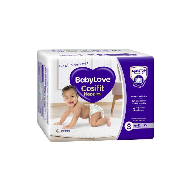 COSIFIT CRAWLER SIZE 3 6-11MTHS BNAPPIES 22PK