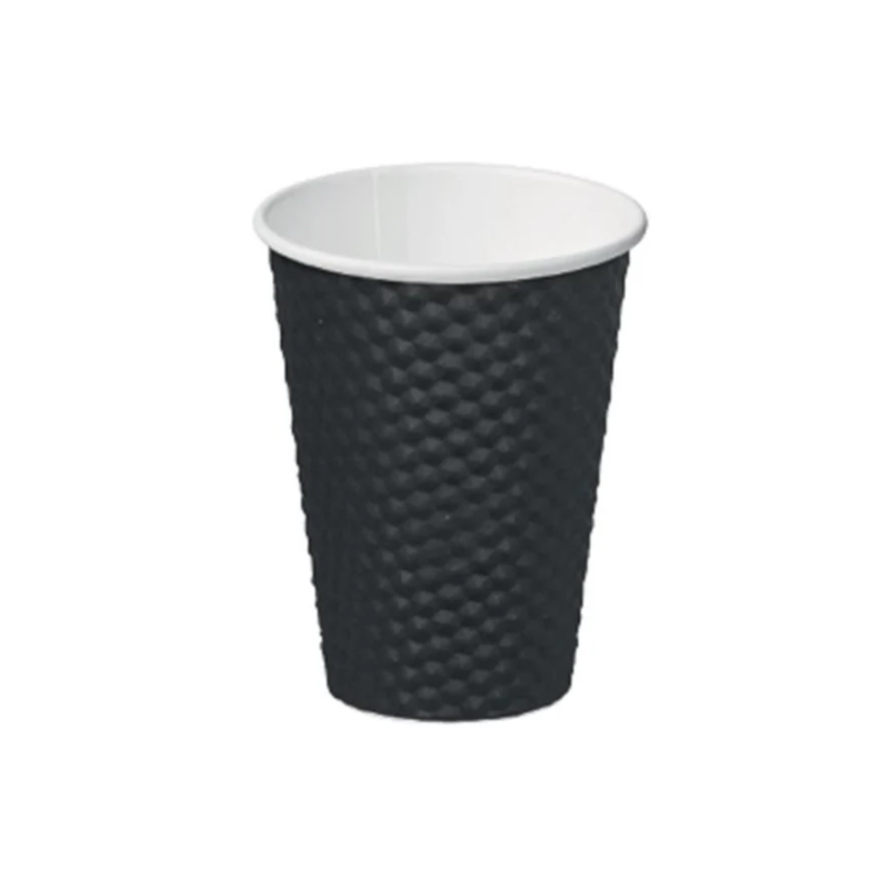 BLACK DIMPLE COMPOSTABLE HOT CUP 12OZ/355ML 25S