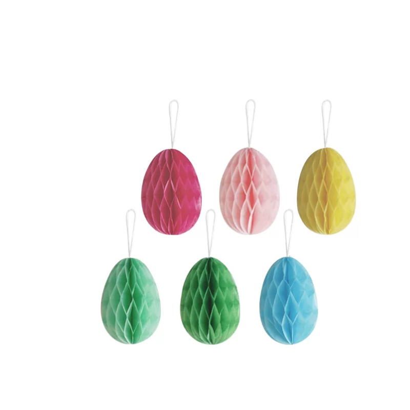 EASTER DECORATIONS EGG HONEYCOMB 6PK
