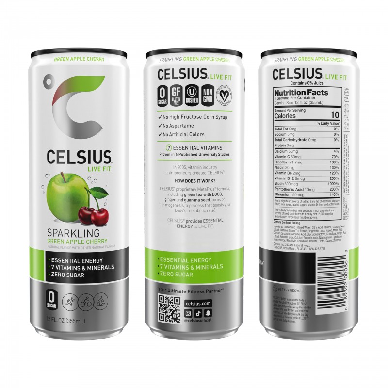 ENERGY DRINK SPARKLING GREEN APPLE AND CHERRY24X330ML