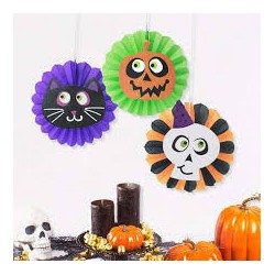 DECORATION HALLOWEEN PAPER FAN SET 3PK