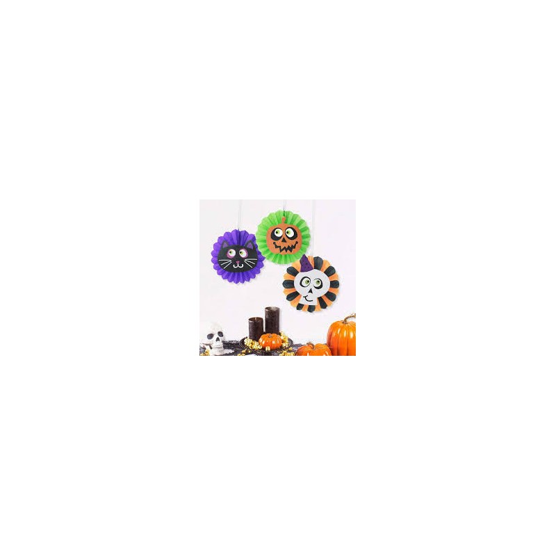 DECORATION HALLOWEEN PAPER FAN SET 3PK