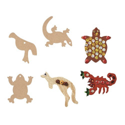 AUSTRALIAN ANIMALS PAPER MACHE HANGING WITH STRING 80PK