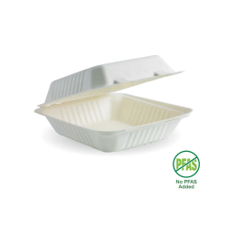 WHITE PLANT FIBRE CLAMSHELL 20X22X9CM 100S