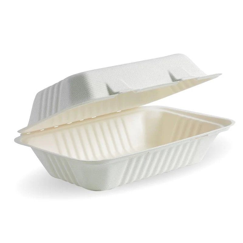 WHITE PLANT FIBRE CLAMSHELL 23X15X8CM 125S WHITE PLANT FIBRE CLAMSHELL 23X15X8CM 125S