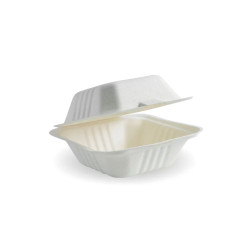 WHITE PLANT FIBRE CLAMSHELL 15X15X8CM 125S