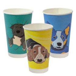 DOUBLE WALL CORE DOG PAPER CUPS 16OZ 25S