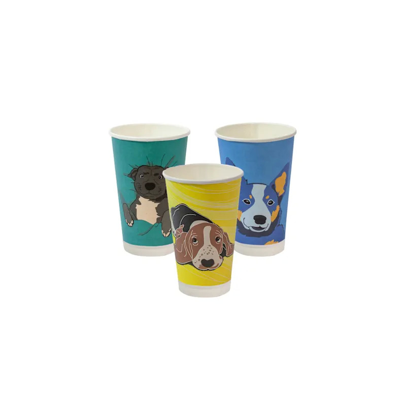 DOUBLE WALL CORE DOG PAPER CUPS 16OZ 25S
