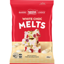 WHITE CHOCOLATE MELTS 225GM