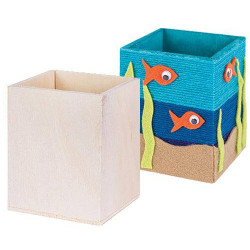 WOODEN PENCIL HOLDER FATHERS DAY PRESENT 8X8.2X10cm