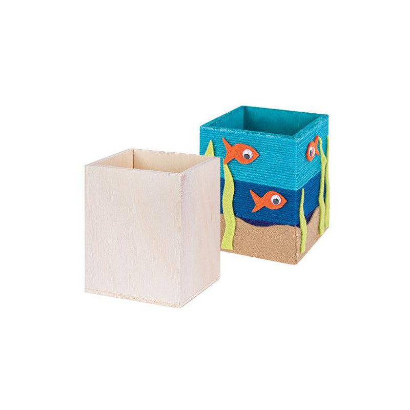 WOODEN PENCIL HOLDER PRESENT 8X8.2X10cm