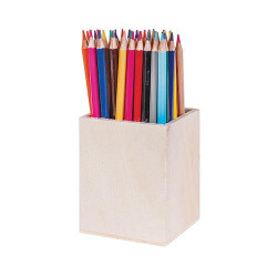 WOODEN PENCIL HOLDER PRESENT 8X8.2X10cm