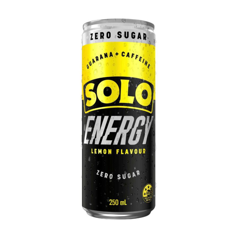 SOLO ENERGY LEMON ENERGY DRINK  ZERO SUGAR 24X250ML