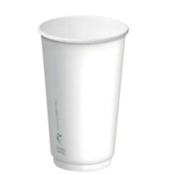 CUPS DOUBLE WALL PAPER HOT WHITE 460ML 16OZ 20S