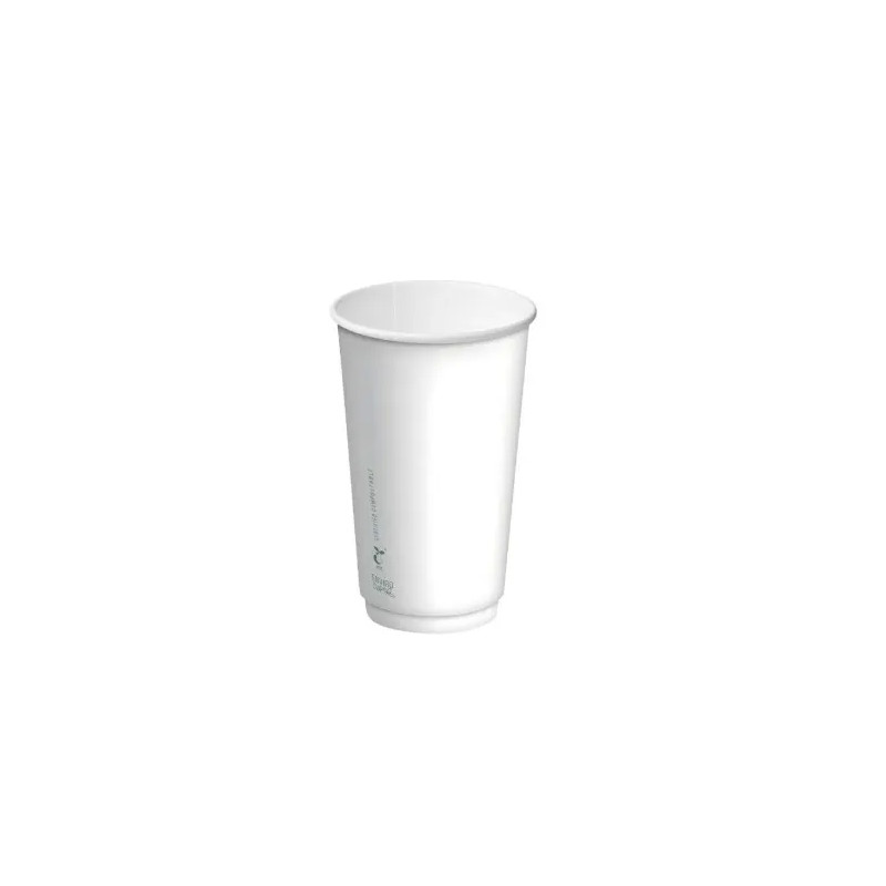 CUPS DOUBLE WALL PAPER HOT WHITE 460ML 16OZ 20S