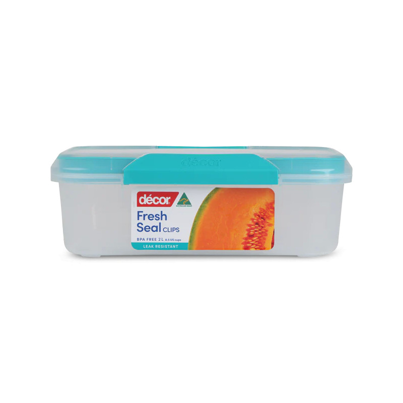 OBLONG CONTAINER WITH CLIP LIDS 2LT