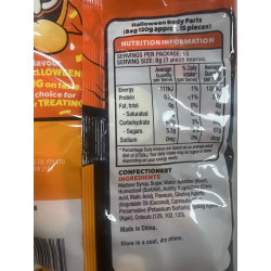 HALLOWEEN SOUR BODY PARTS LOLLIES 120GM