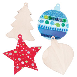 DIY WOODEN CHRISTMAS ORNAMENTS ASST 12PK