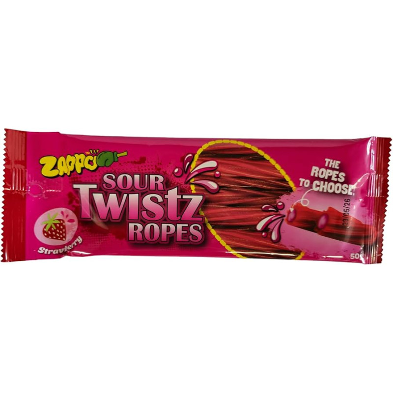 SOUR TWISTZ ROPES STRAWBERRY 12X50GM