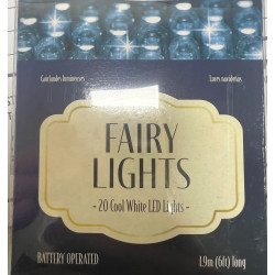 COOL WHITE FAIRY LIGHTS LED CHRISTMAS 1.9M BATTERY OPERATED