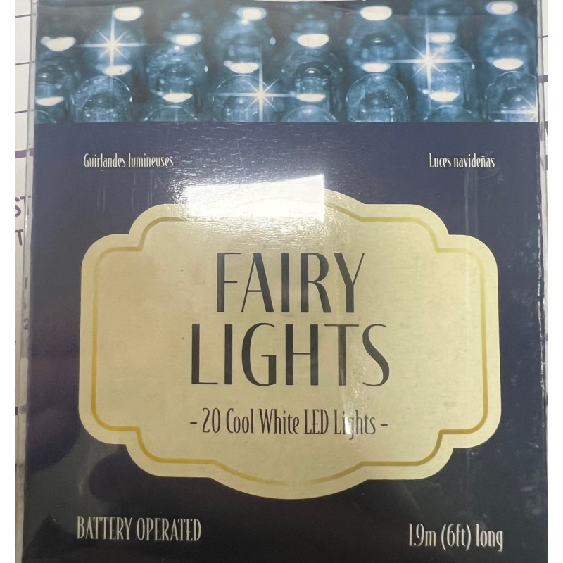 COOL WHITE FAIRY LIGHTS LED CHRISTMAS 1.9M BATTERY OPERATED