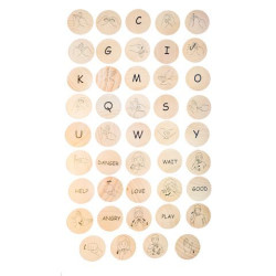 SIGN LANGUAGE WOODEN DISCS 44PCE
