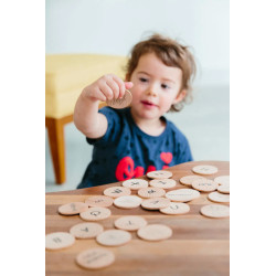 SIGN LANGUAGE WOODEN DISCS 44PCE