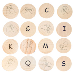 SIGN LANGUAGE WOODEN DISCS 44PCE