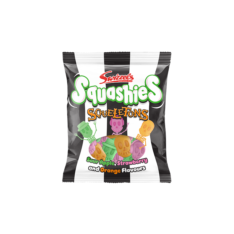 HALLOWEEN SQUASHIES SQUELETONS LOLLIES 120GM