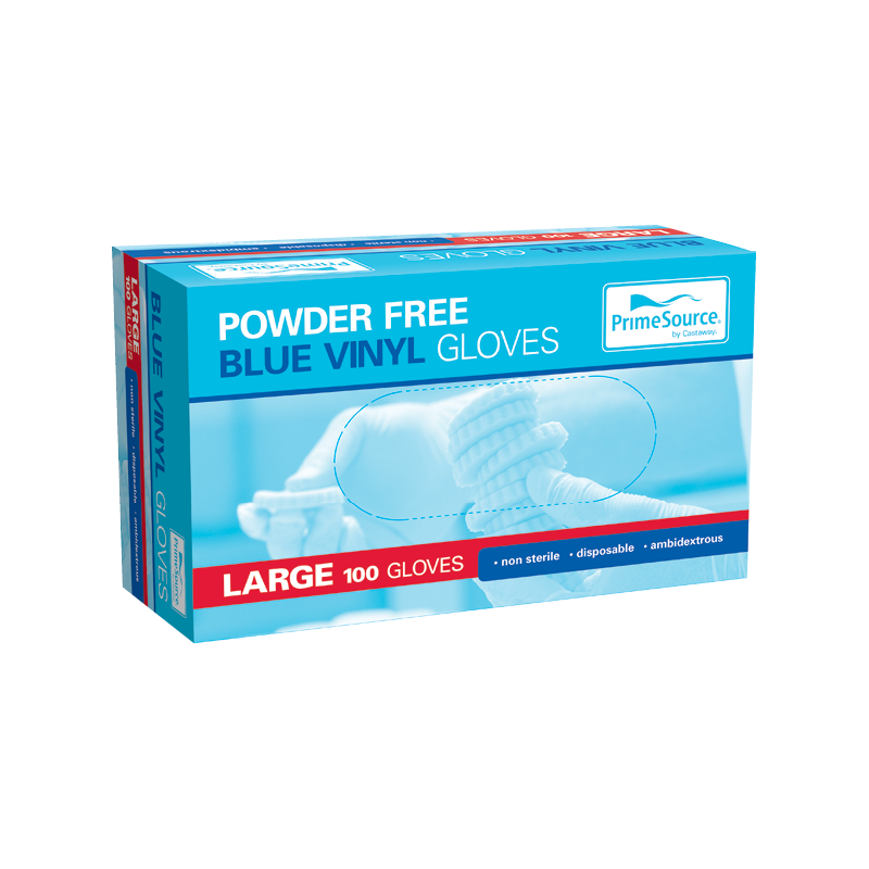 VINYL BLUE GLOVES MEDIUM POWDER FREE 100S