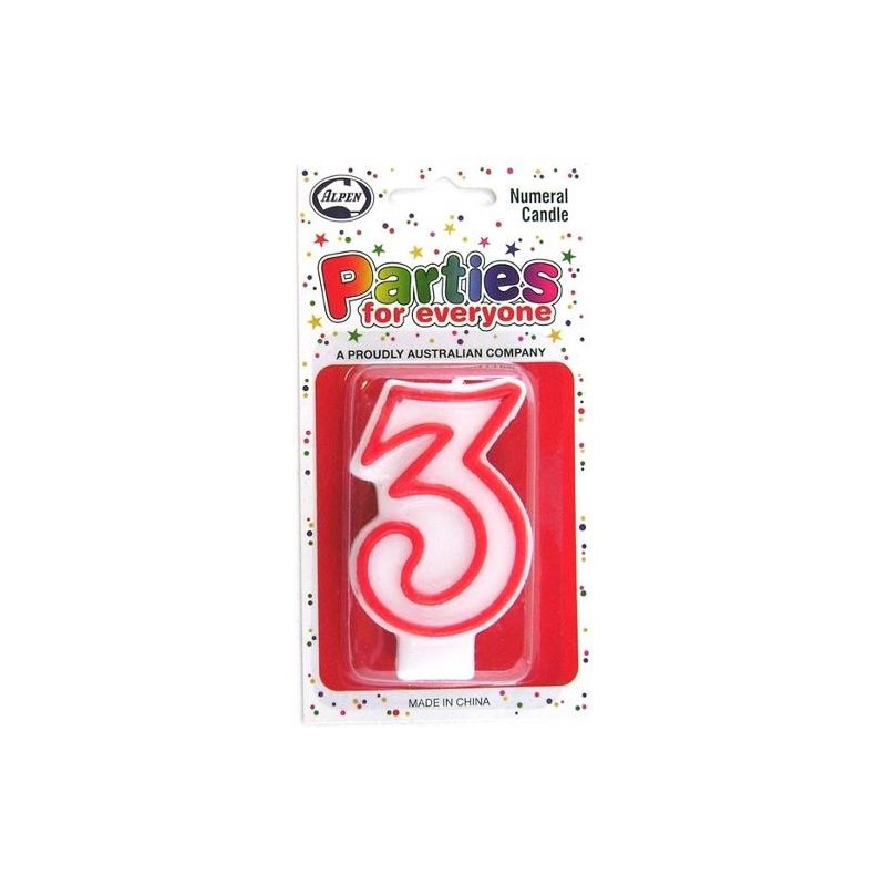 NUMERAL 3 CANDLES 1PK