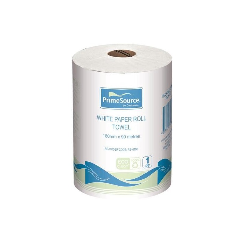 WHITE PAPER HAND TOWEL ROLL 18CM